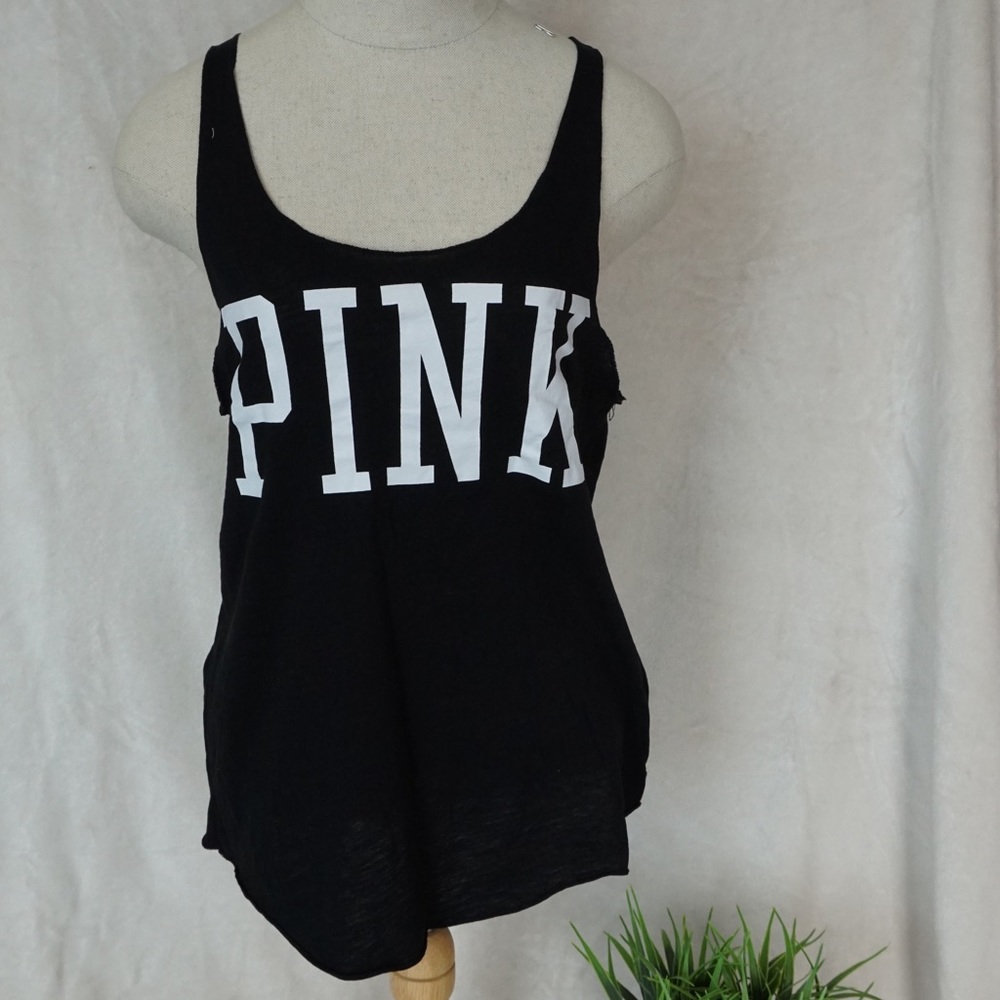 Black with white logo tank top